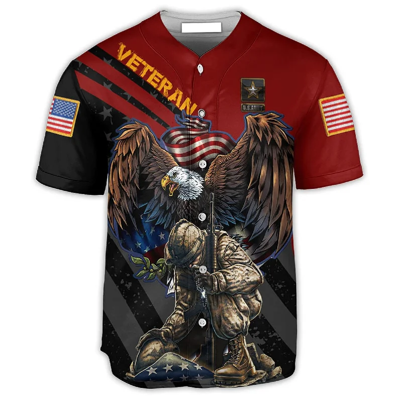 Football Jersey With Side Vents-Basketball Jersey With Side Vents-Baseball Jersey For Local Leagues-Veteran Army Never Forget Memory Red Style Baseball Jersey