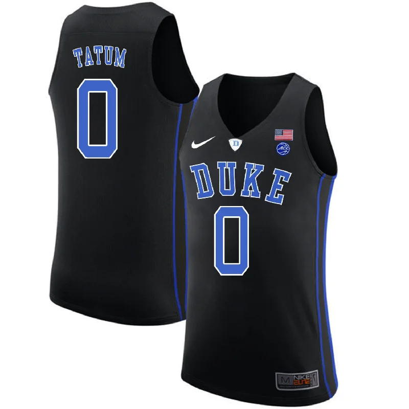 Basketball Jersey With Breathable Fabric-Duke Blue Devils 0 Jayson Tatum Black College Basketball Basketball Jersey