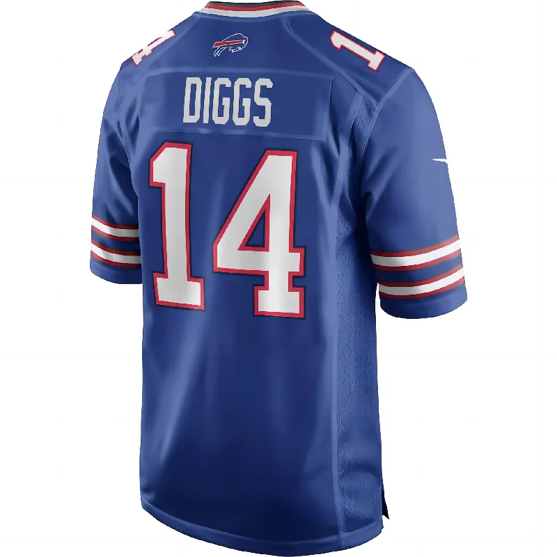 Rugby Jersey For School Teams-B.Bills #14 Stefon Diggs Royal Logo Game Player Jersey Stitched American Football Jerseys