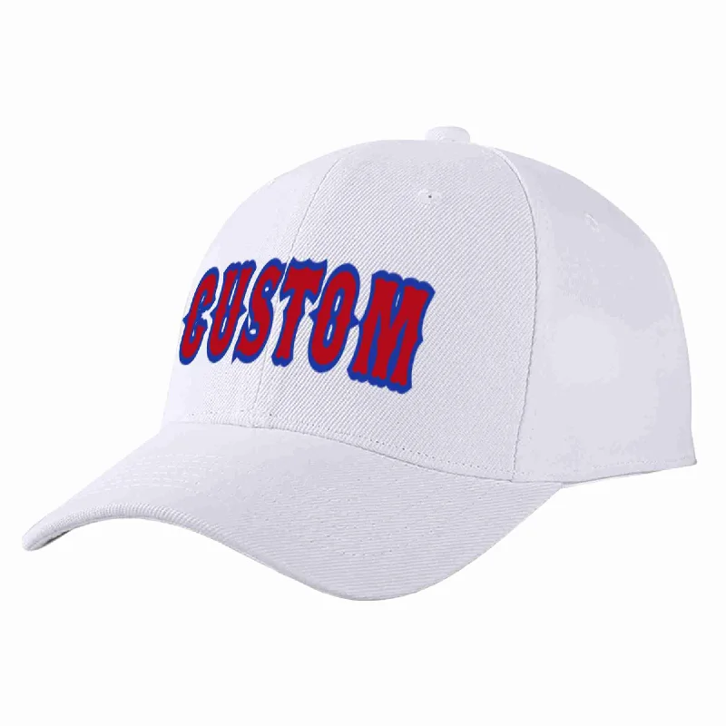 Baseball Cap For Motorcyclists-Custom White Red-Royal Curved Eaves Sport Baseball Cap Design for Men/Women/Youth