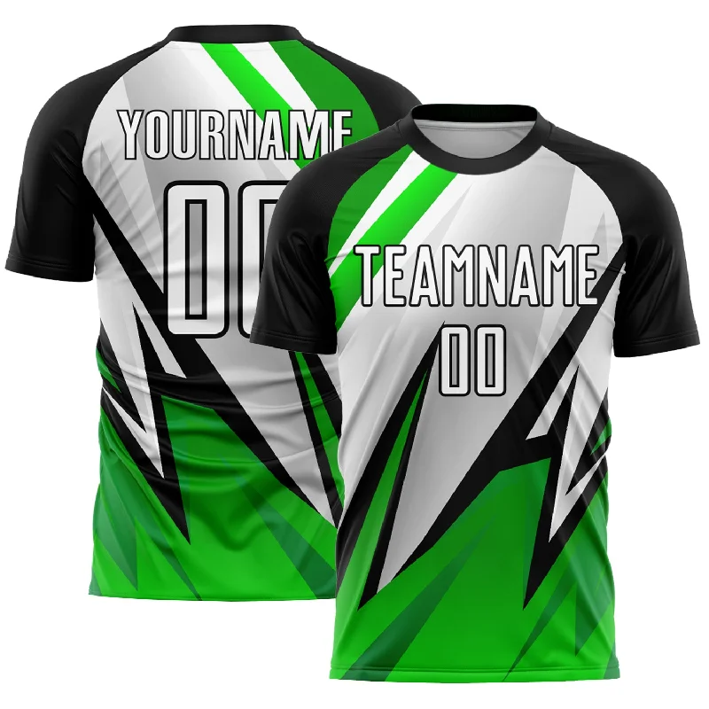 Football Jersey With Logo-Custom Black White-Aurora Green Sublimation Soccer Uniform Jersey