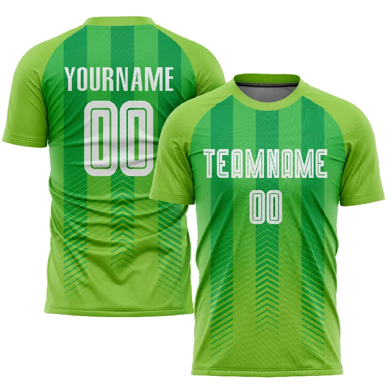 Football Jersey For Coaches-Custom Neon Green White-Kelly Green Sublimation Soccer Uniform Jersey