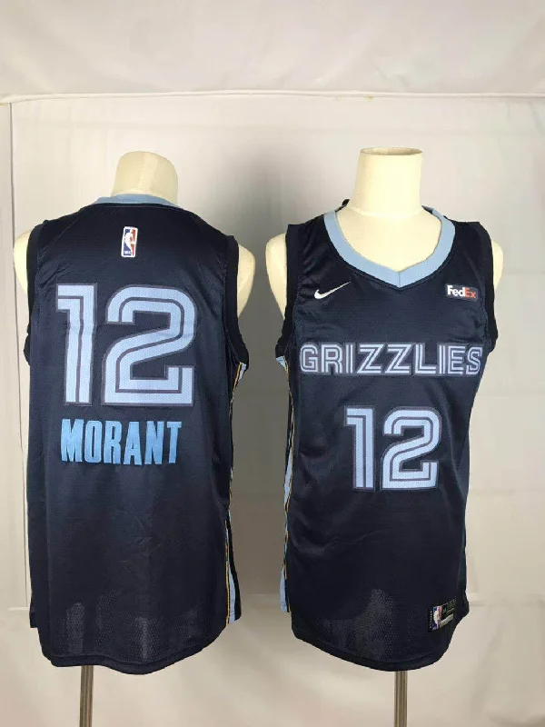 Basketball Jersey For Outdoor Play-Grizzlies 12 Ja Morant Navy Swingman Basketball Jersey