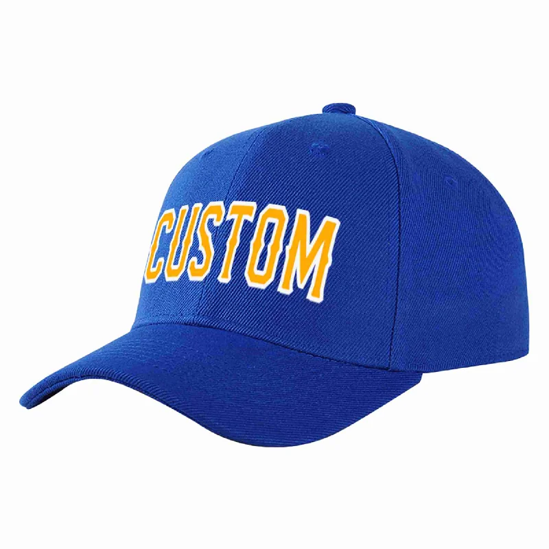 Packable Baseball Cap-Custom Royal Yellow-White Curved Eaves Sport Baseball Cap Design for Men/Women/Youth