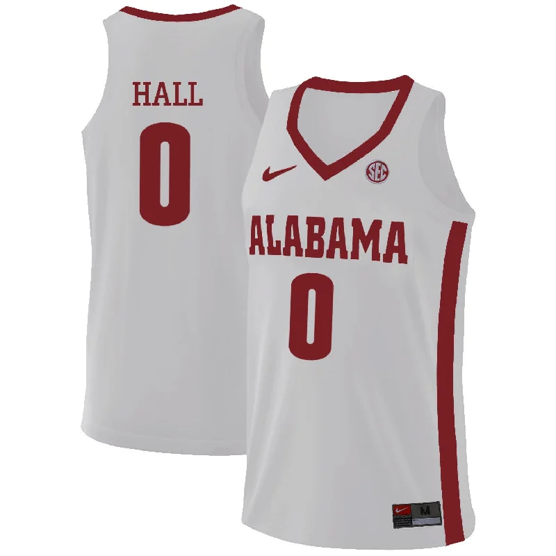 Basketball Jersey For Fast Movement-Alabama Crimson Tide 0 Donta Hall White College Basketball Basketball Jersey