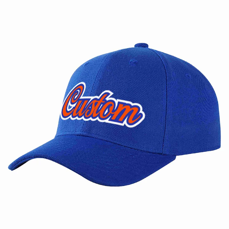 Two-Tone Baseball Cap-Custom Royal Orange-Royal Curved Eaves Sport Baseball Cap Design for Men/Women/Youth