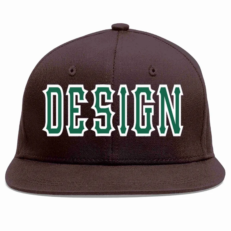 Military Baseball Cap-Custom Brown Kelly Green-White Flat Eaves Sport Baseball Cap Design for Men/Women/Youth