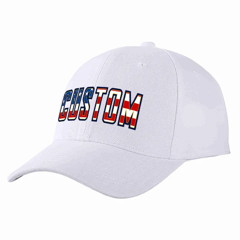 Meditation Baseball Cap-Custom White Vintage USA Flag-Gold Curved Eaves Sport Baseball Cap Design for Men/Women/Youth