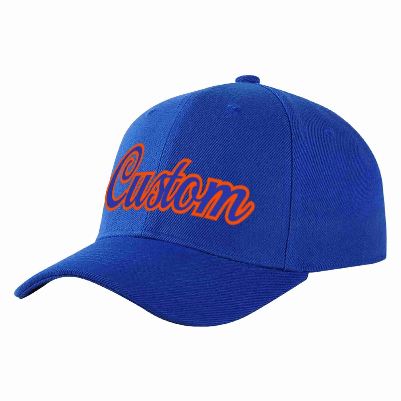 Patterned Baseball Cap-Custom Royal Royal-Orange Curved Eaves Sport Baseball Cap Design for Men/Women/Youth