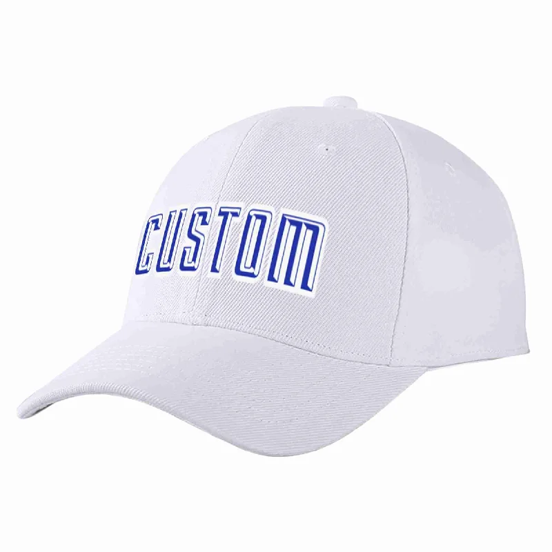 Exclusive Baseball Cap-Custom White Royal-White Curved Eaves Sport Baseball Cap Design for Men/Women/Youth