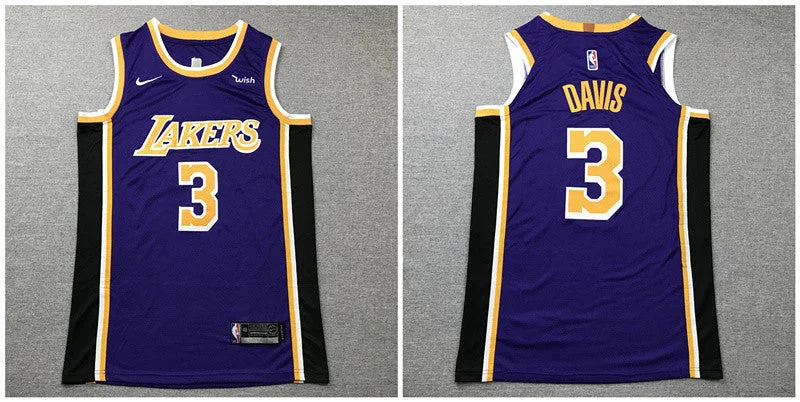 Basketball Jersey With Classic Style-Lakers 3 Anthony Davis Purple Authentic Basketball Jersey