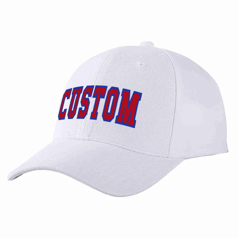 Protest Baseball Cap-Custom White Red-Royal Curved Eaves Sport Baseball Cap Design for Men/Women/Youth