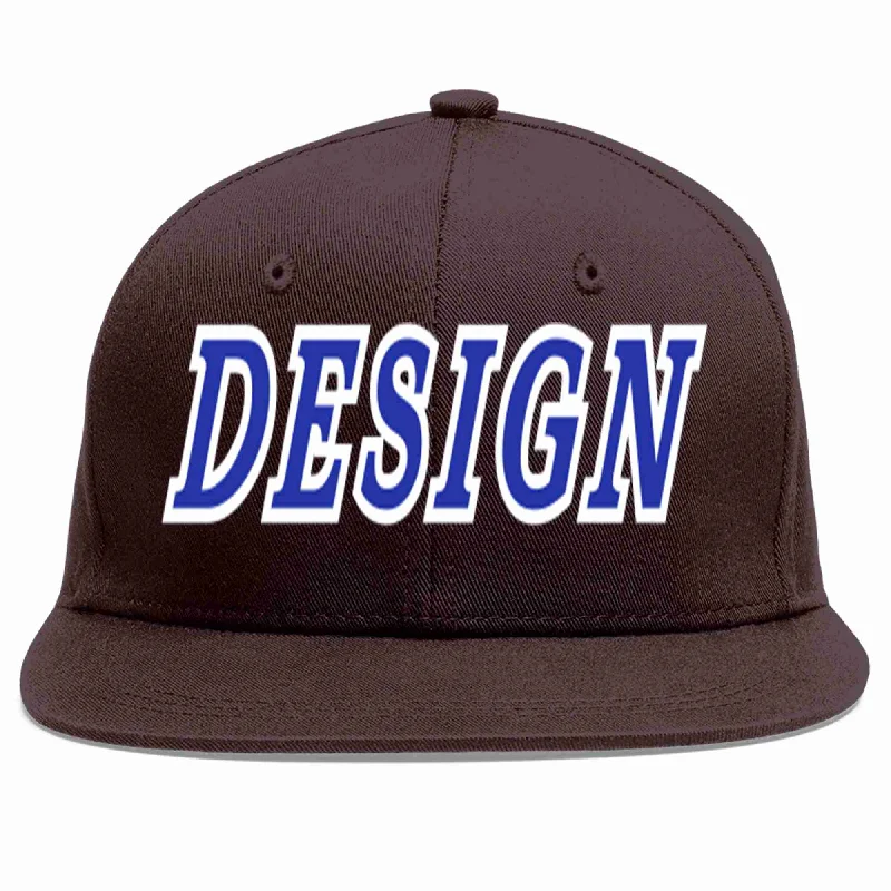 Rapper Baseball Cap-Custom Brown Royal-White Flat Eaves Sport Baseball Cap Design for Men/Women/Youth