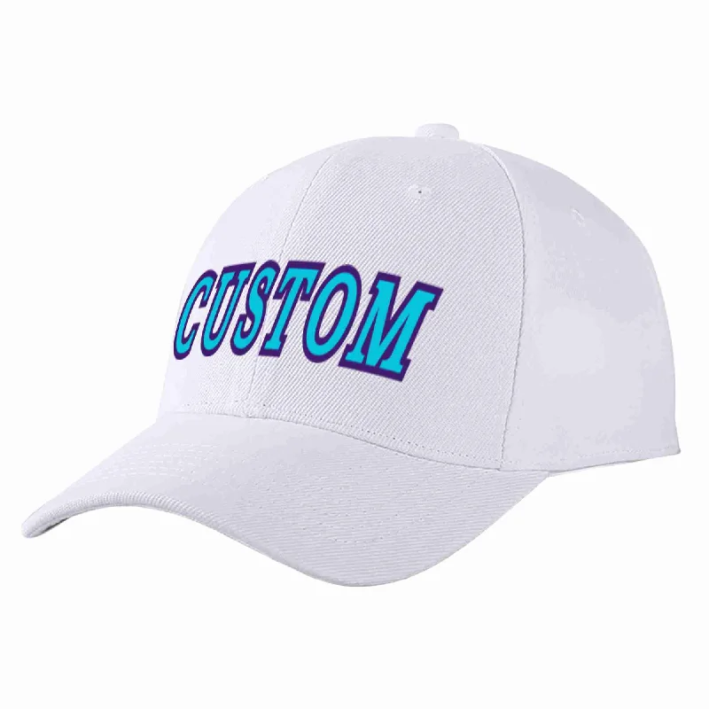 Tactical Baseball Cap-Custom White Light Blue-Purple Curved Eaves Sport Baseball Cap Design for Men/Women/Youth