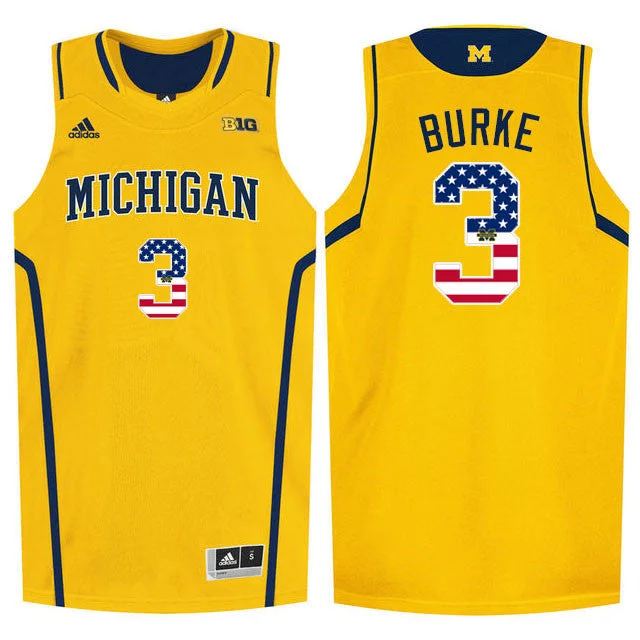 Basketball Jersey With Iconic Branding-Michigan Wolverines 3 Trey Burke Yellow College Basketball Basketball Jersey