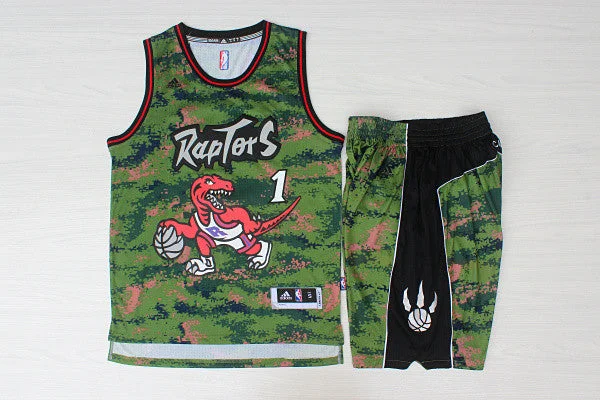 Basketball Jersey For High School Teams-Raptors 1 Tracy McGrady Camo Swingman Basketball Jersey(With Shorts)