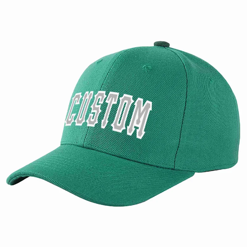 Logo Baseball Cap-Custom Light Green Gray-White Curved Eaves Sport Baseball Cap Design for Men/Women/Youth