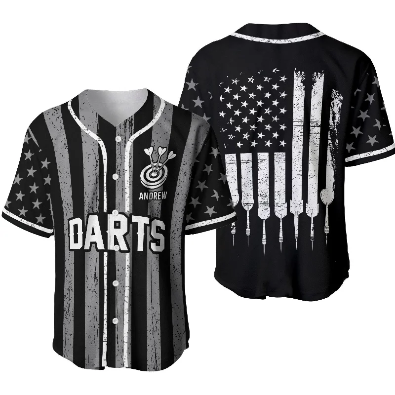 Football Jersey With Special Edition Design-Basketball Jersey With Custom Print-Baseball Jersey With Sports Icons-America Darts Black Flag Personalized Baseball Jersey, Gift for Dart Lover