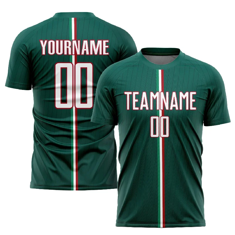 Custom Football Jersey Online-Custom Green White-Red Sublimation Mexico Soccer Uniform Jersey