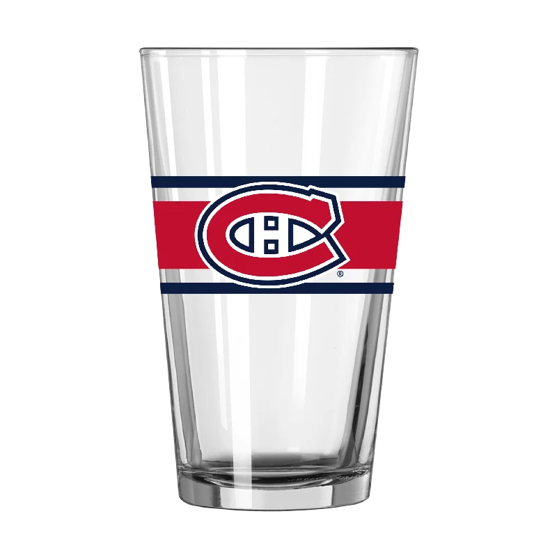 Team Mug With Team Colors-Montreal Canadiens 16oz Stripe Pint Glass