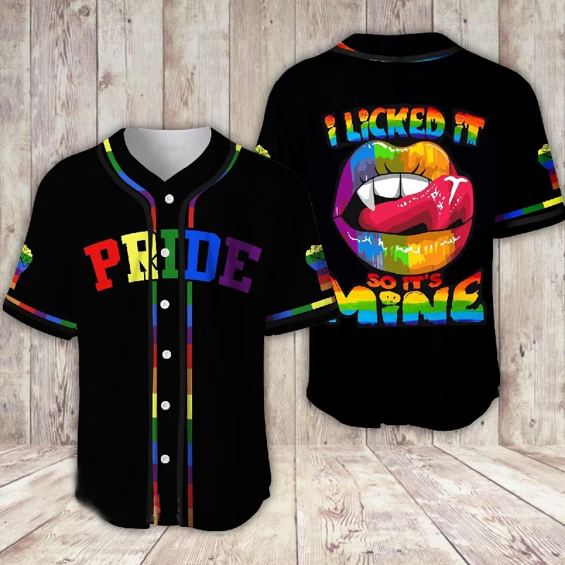 Football Jersey With Sporty Look-Basketball Jersey With Graphic Art Design-Baseball Jersey With Summer Vibes-Lgbt Pride I Licked It So It'S Mine Baseball Shirt