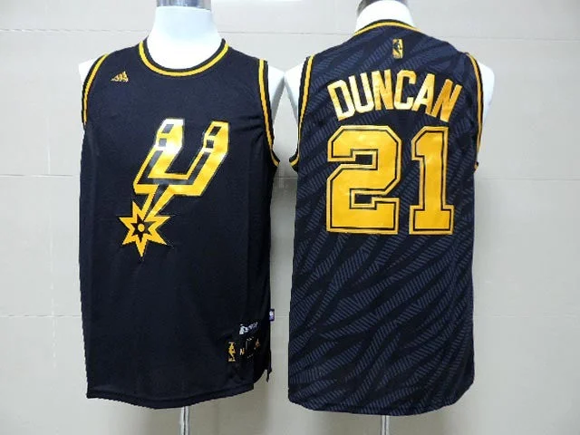 Basketball Jersey For Charity Events-Spurs 21 Duncan Black Precious Metals Fashion Basketball Jerseys