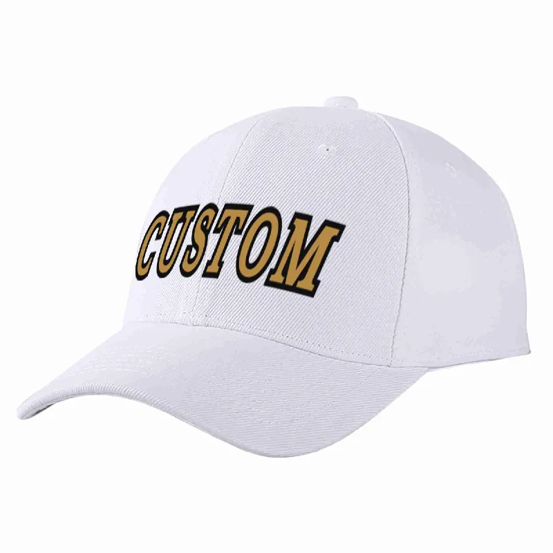 Safety Baseball Cap-Custom White Old Gold-Black Curved Eaves Sport Baseball Cap Design for Men/Women/Youth