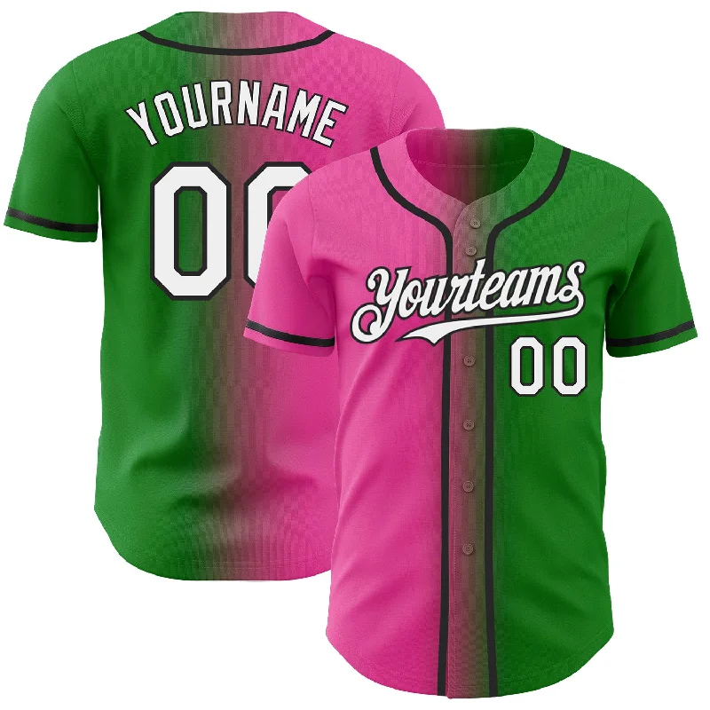 Game-Day Football Jersey-Game-Day Basketball Jersey-Quick-Dry Baseball Jersey-Custom Grass Green White Pink-Black Authentic Gradient Fashion Baseball Jersey