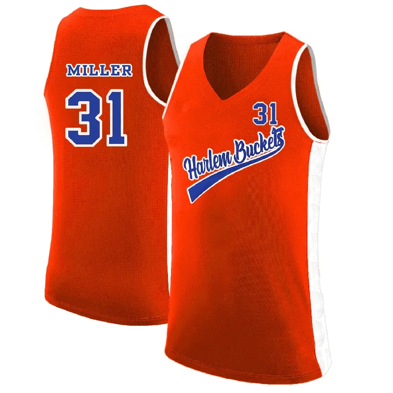 Basketball Jersey For Sports Events-Harlem Buckets 31 Reggie Miller Orange Uncle Drew Basketball Basketball Jersey