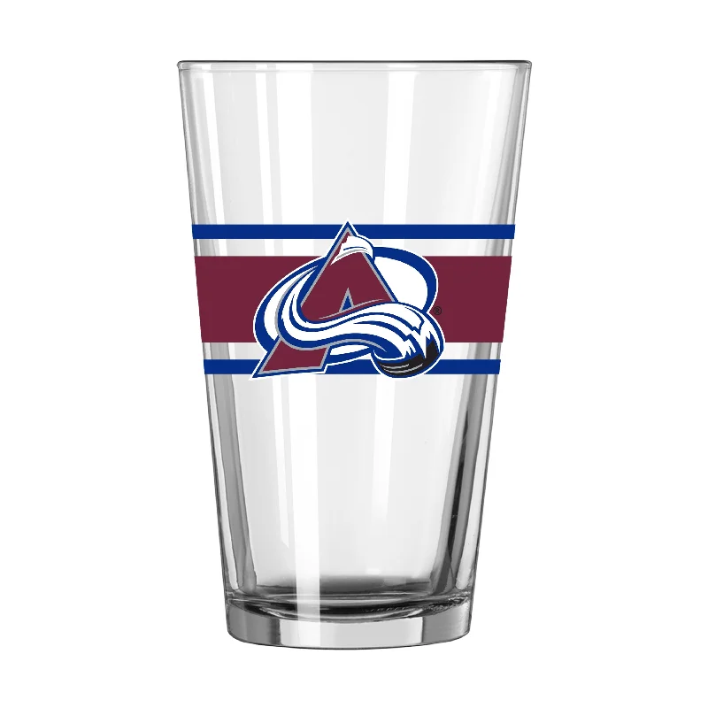 Team Mug With Team Crest-Colorado Avalanche 16oz Stripe Pint Glass