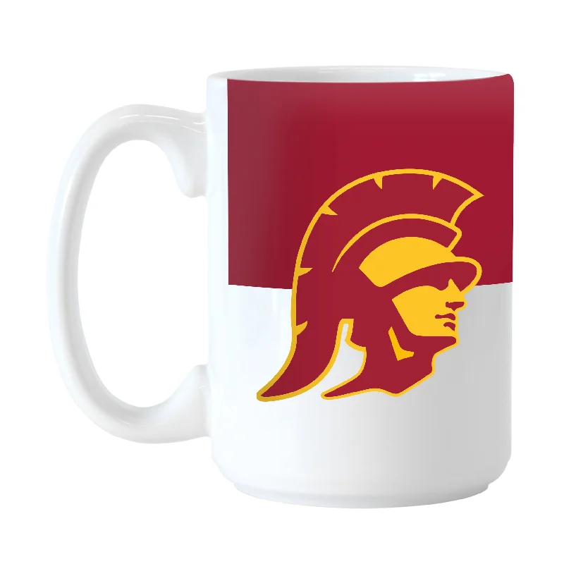 Travel Team Mug-USC Color Block 15oz Sublimated Mug