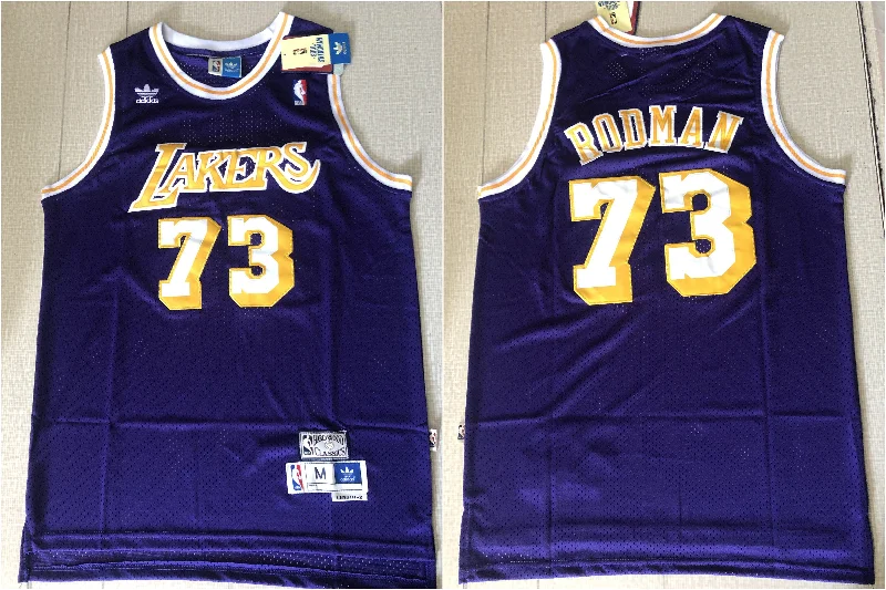 Basketball Jersey Custom Design-Lakers 73 Dennis Rodman Purple Hardwood Classics Basketball Jersey