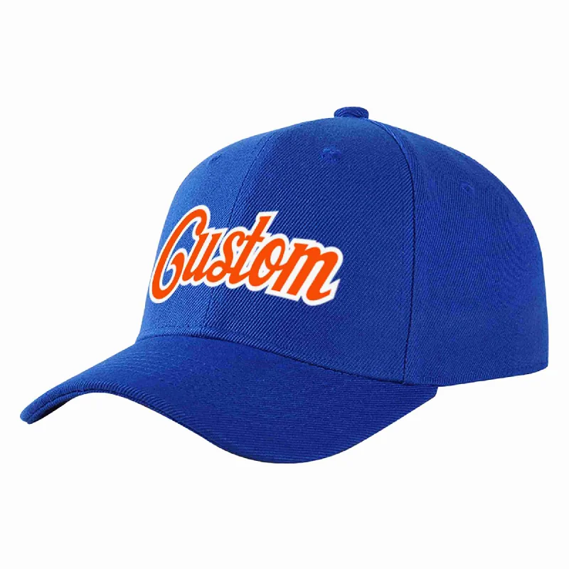 Denim Baseball Cap-Custom Royal Orange-White Curved Eaves Sport Baseball Cap Design for Men/Women/Youth