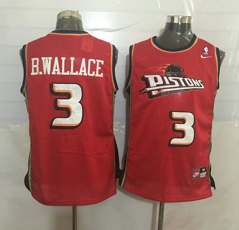 Basketball Jersey For Coaches-Pistons 3 Ben Wallace Red Stitched Basketball Jersey