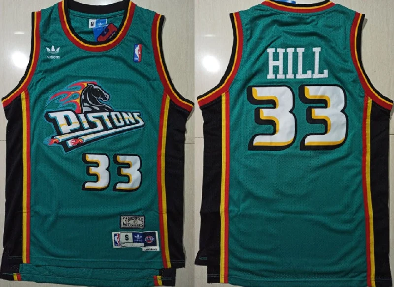 Basketball Jersey For Fundraisers-Pistons 33 Grant Hill Green Hardwood Classics Basketball Jersey