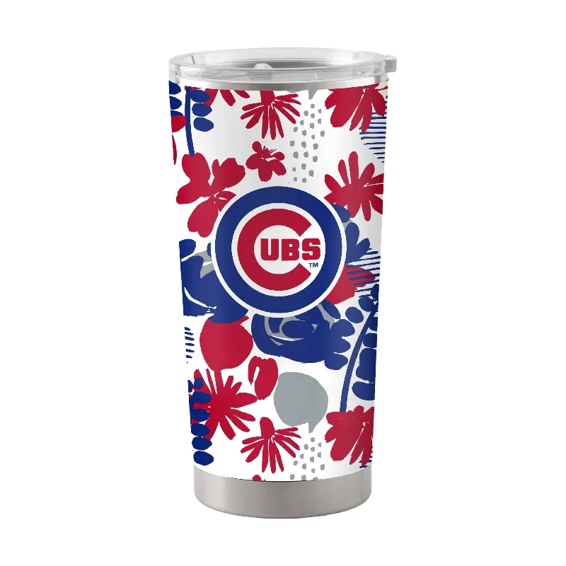 Team Mug For Championship Wins-Chicago Cubs 20oz Floral Stainless Steel Tumbler