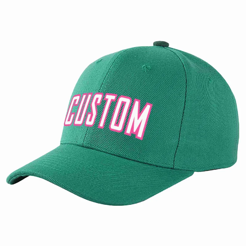 Five-Panel Baseball Cap-Custom Light Green White-Pink Curved Eaves Sport Baseball Cap Design for Men/Women/Youth