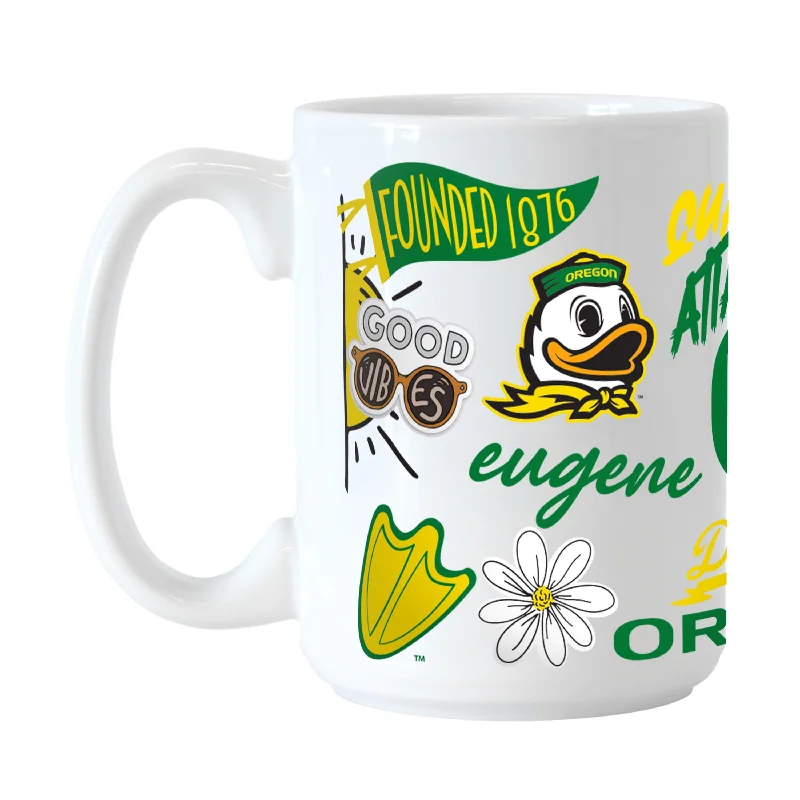 Team Mug With Basketball Print-Oregon 15oz Native Sublimated Mug