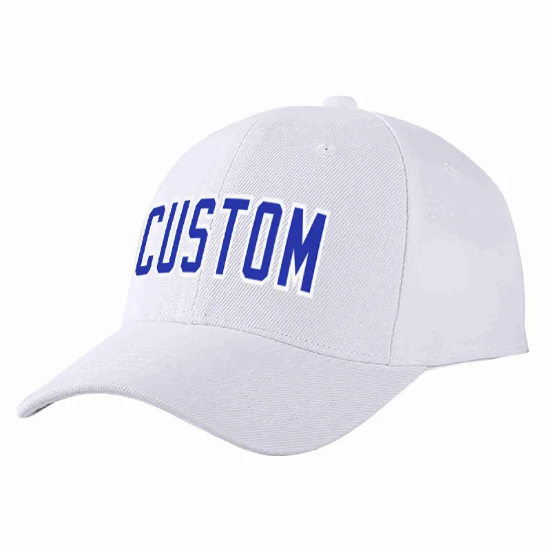 Road Trip Baseball Cap-Custom White Royal-White Curved Eaves Sport Baseball Cap Design for Men/Women/Youth