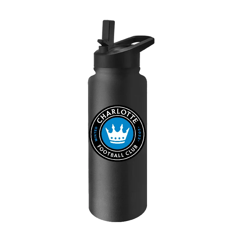 Team Mug With Textured Surface-Charlotte FC Logo 34 oz Quencher Stainless Bottle