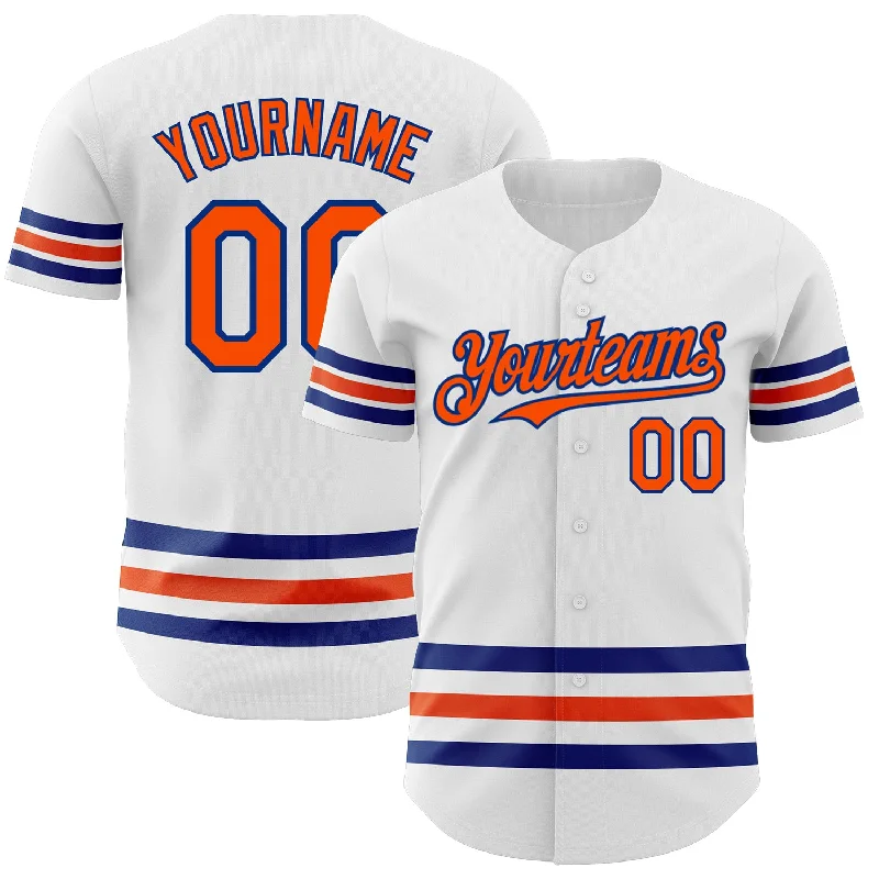 Football Jersey With Team Spirit-Basketball Jersey With Team Spirit-Baseball Jersey With Tropical Print-Custom White Orange-Royal Line Authentic Baseball Jersey