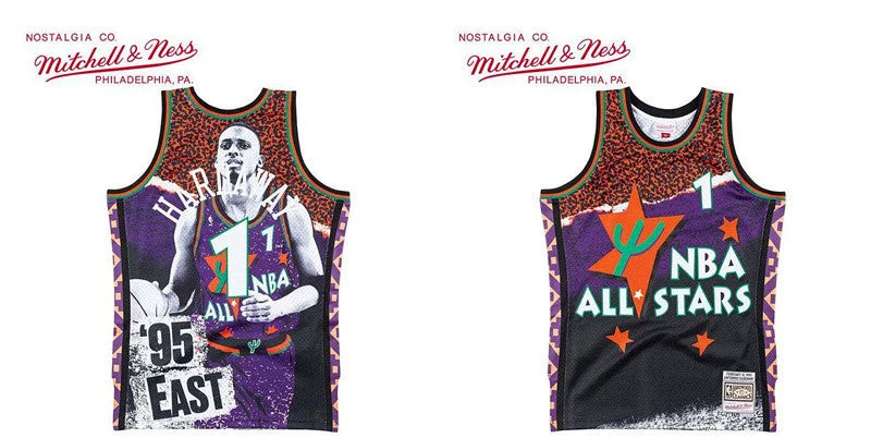 Basketball Jersey Online-Magic 1 Anfernee Hardaway Black Mitchell & Ness 2019 All Star Game 1995 Fashion Basketball Jersey