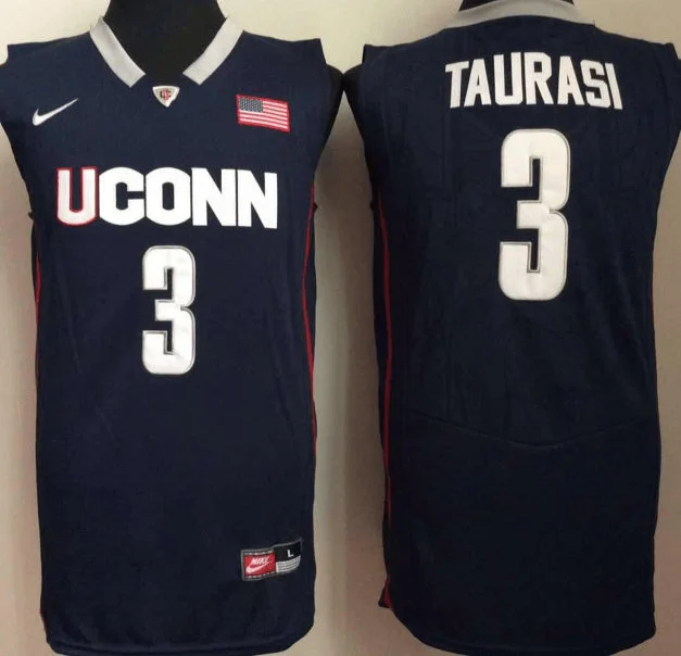 Basketball Jersey For Game Uniforms-UConn Huskies 3 Diana Taurasi Navy College Basketball Basketball Jersey