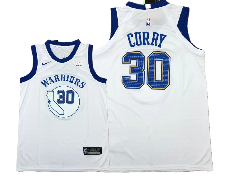 Basketball Jersey For Friends-Warriors 30 Stephen Curry White Fashion Current Player Hardwood Classics Authentic Basketball Jersey