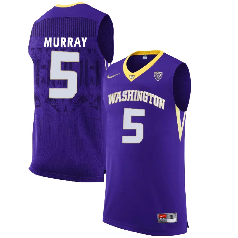 Retro Basketball Jersey-Washington Huskies 5 Dejounte Murray Purple College Basketball Basketball Jersey