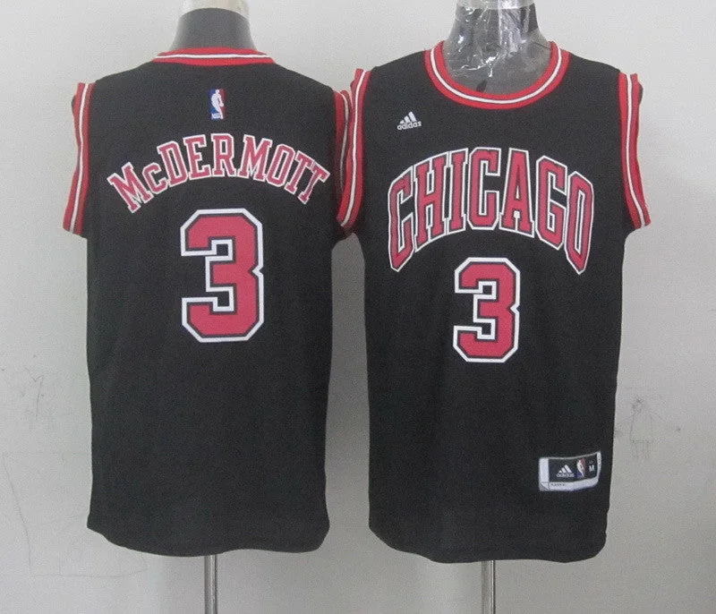 Basketball Jersey With A Classic Look-Bulls 3 McDermott Black New Revolution 30 Basketball Jerseys