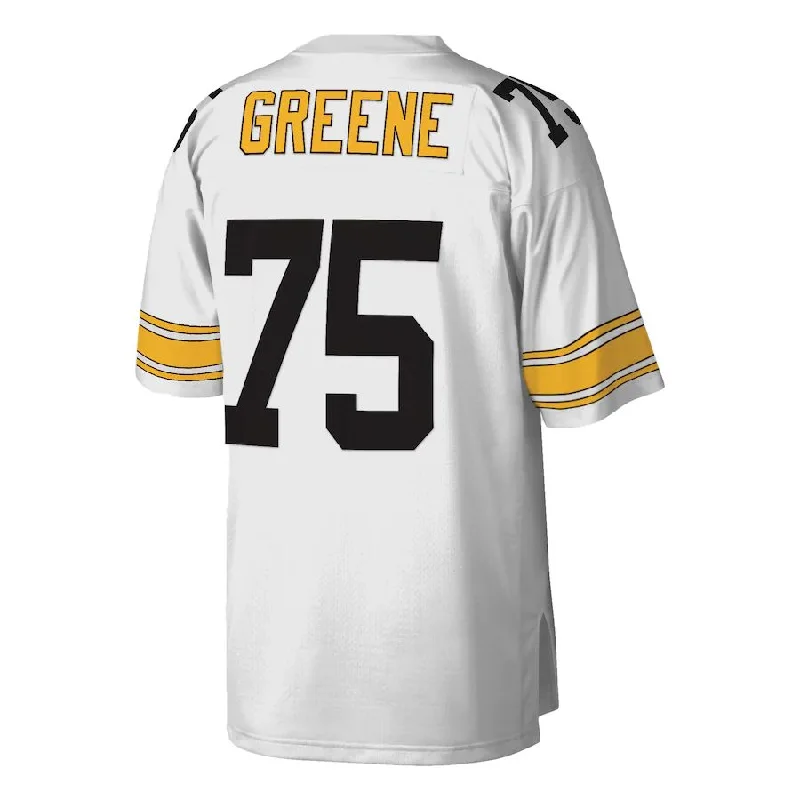 Rugby Jersey With Embroidered Patch-P.Steelers #75 Joe Greene Mitchell & Ness White Legacy Replica Jersey Stitched American Football Jerseys