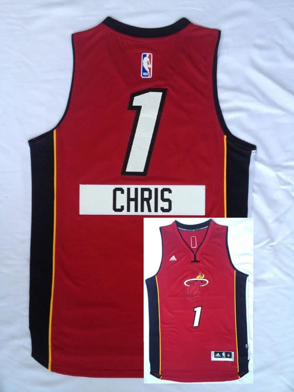 Basketball Jersey For Coaches-Heat 1 Chris Bosh Red 2014-15 Christmas Day Swingman Basketball Jerseys