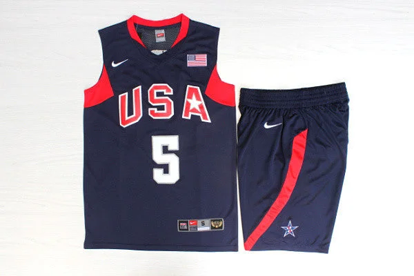 Basketball Jersey Custom Design-Team USA Basketball 5 Jason Kidd Navy Stitched Basketball Jersey(With Shorts)