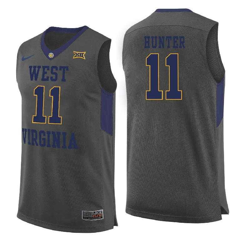 Basketball Jersey With Strong Stitching-West Virginia Mountaineers 11 D'Angelo Hunter Gray College Basketball Basketball Jersey